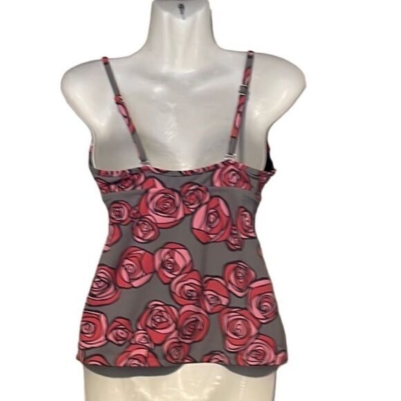 Garnet Hill women’s tankini top Size 2 Floral Gray Pink Adjustable straps‎ - Picture 5 of 9